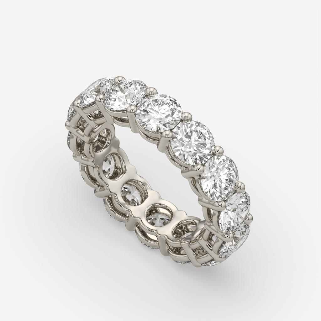 7.00 CTW D-E VS1 Round Lab Grown Diamond Eternity Ring, in white gold, front view