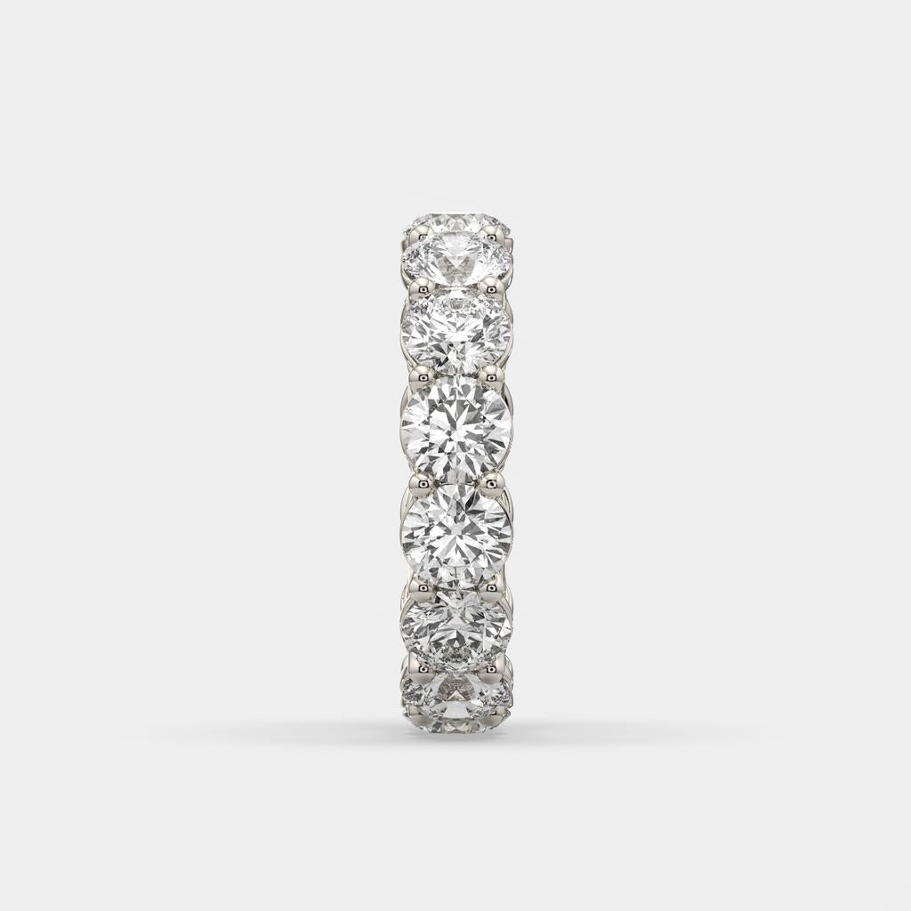 7.00 CTW D-E VS1 Round Lab Grown Diamond Eternity Ring, in white gold, side profile