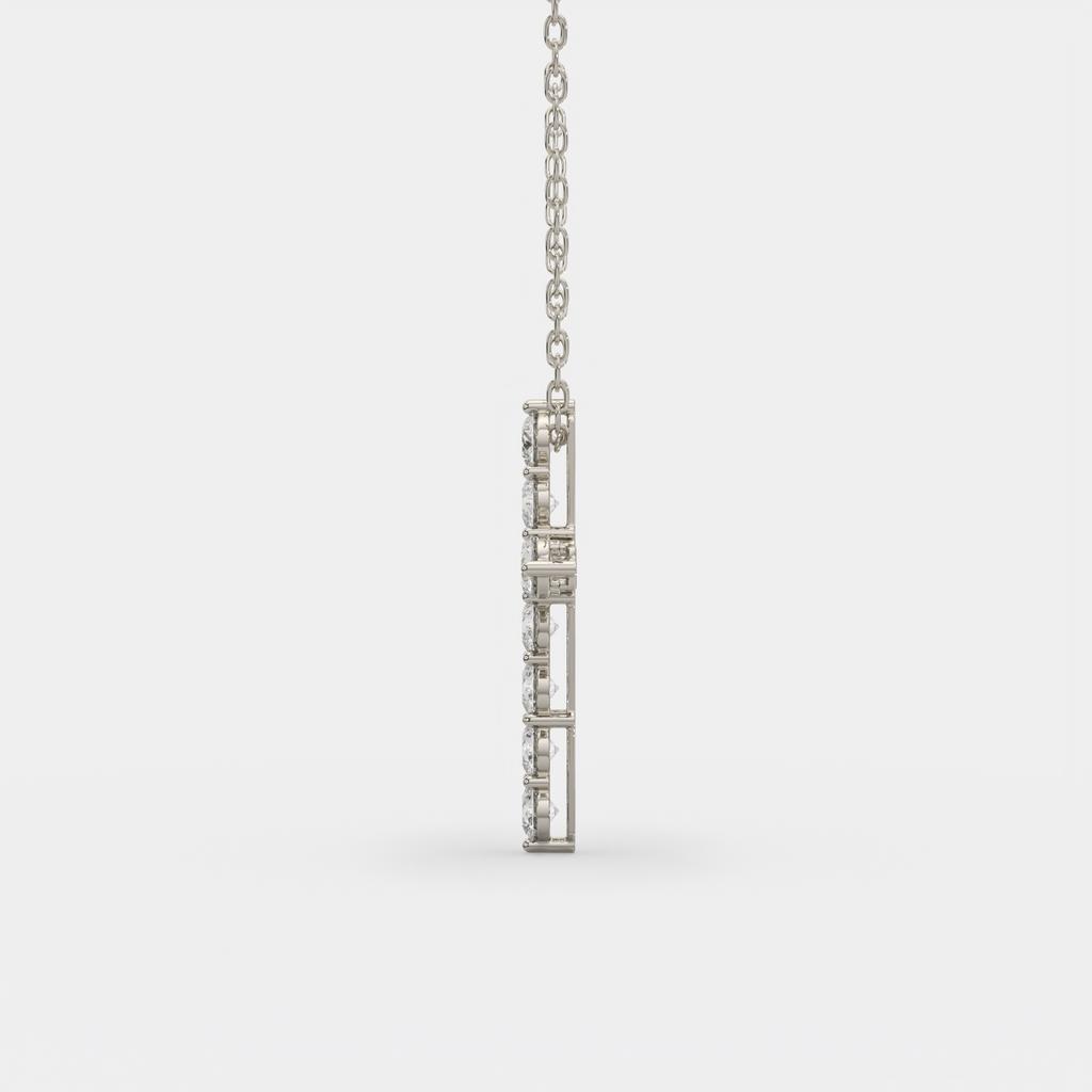 7.70 Ct D VS1 Round Lab-Grown Diamond Cross Pendant, in white gold, side profile