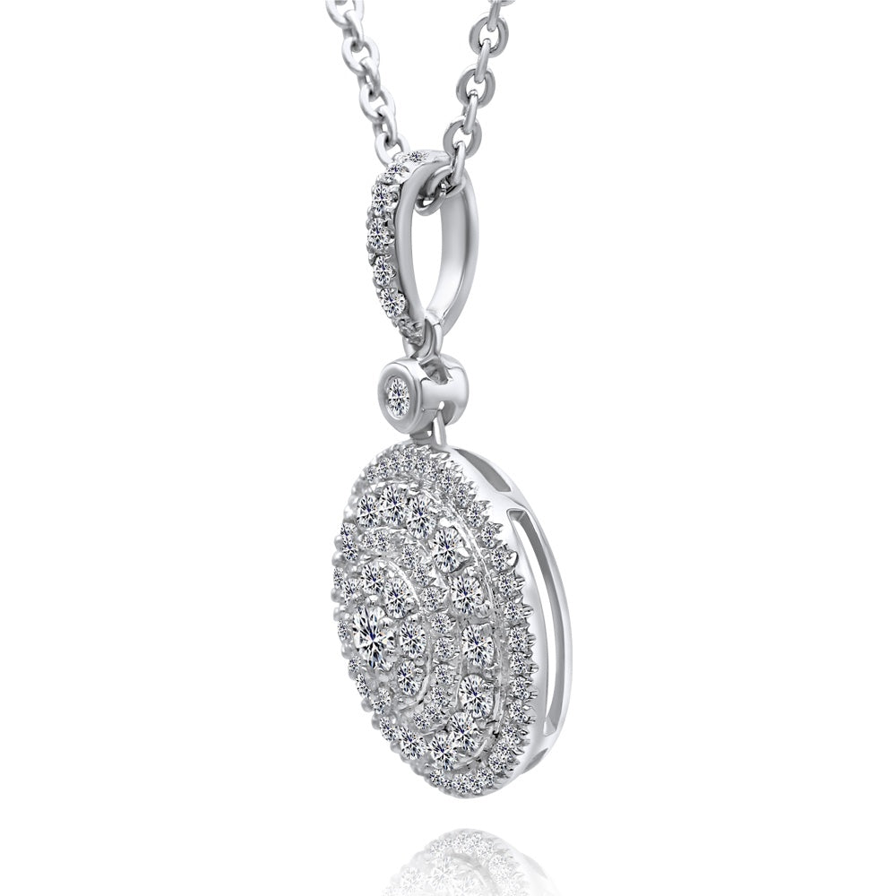 Halo Diamond Pendant in 14k White Gold (1 cttw)