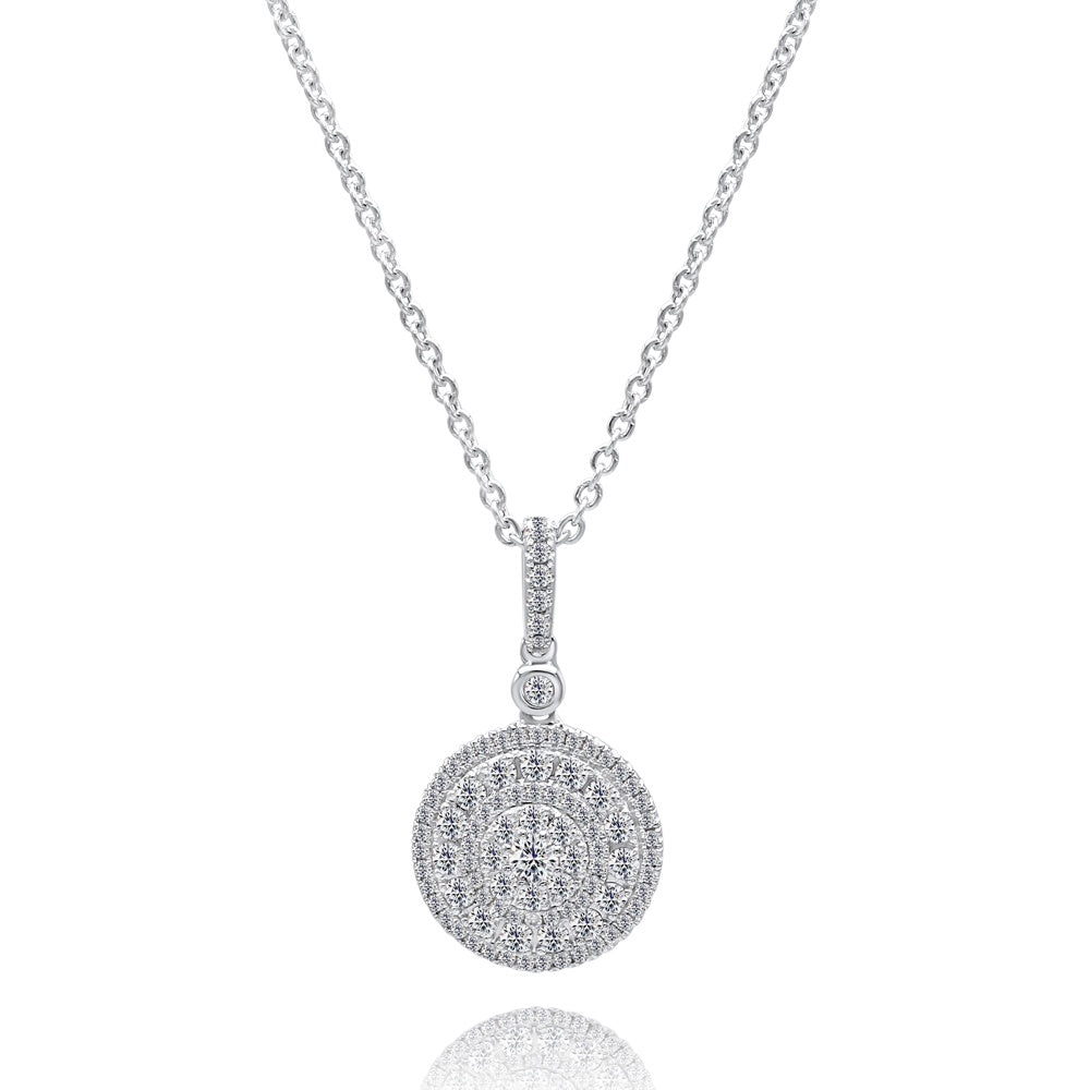 Halo Diamond Pendant in 14k White Gold (1 cttw)