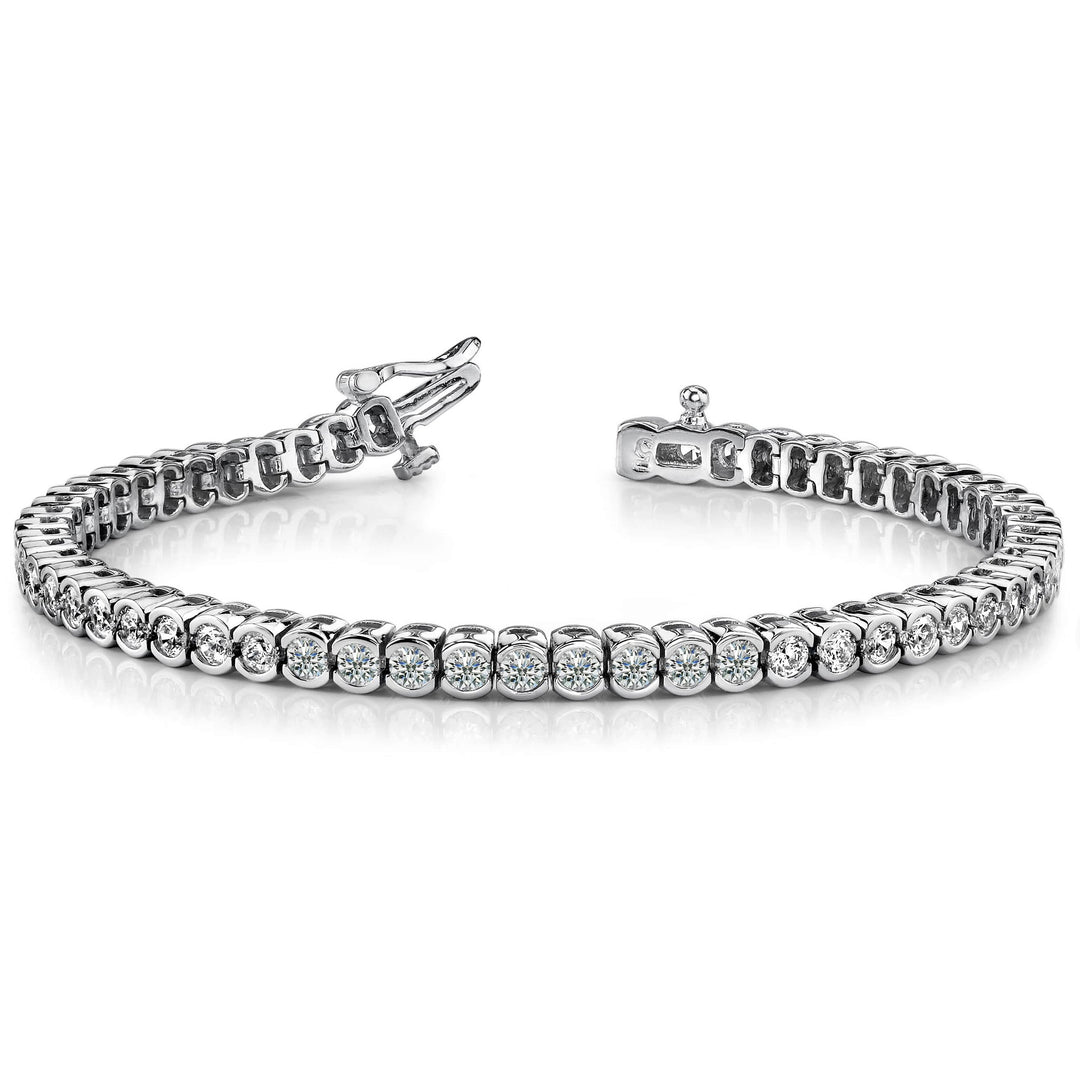 Half-Bezel Round Brilliant Cut Tennis Bracelet