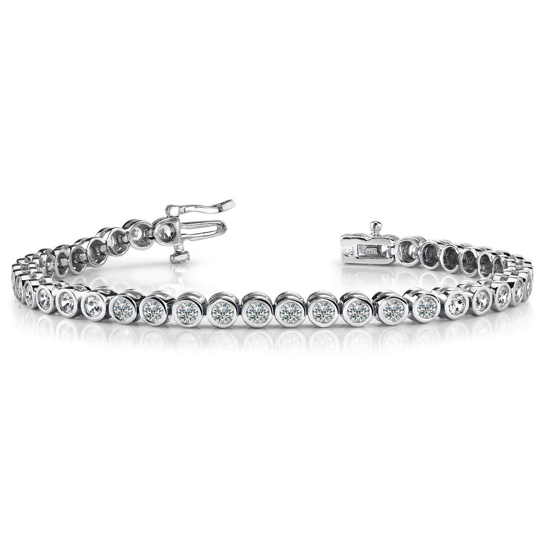 Bezel-Set Round Brilliant Cut Tennis Bracelet