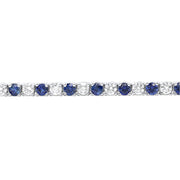 Tapered Four Prong Alternating Sapphire and Diamond Tennis Bracelet