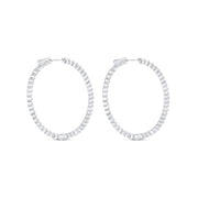 4.30 Carat 1.8" Diamond Oval Hoop Earrings - Lab Grown