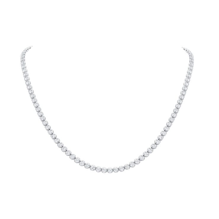 8.83 Carat Round Diamond Buttercup Setting Tennis Necklace 18 Inch