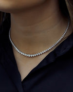 Load image into Gallery viewer, 11 Carat Graduating French Riviera Round Diamond Tennis Necklace 14K White Gold
