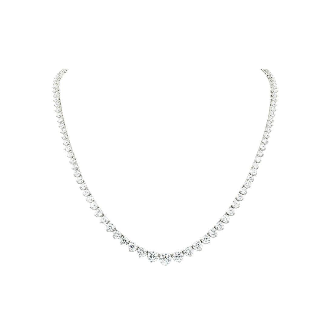 13.25 Carat Graduating Lab Grown Diamond Tennis Necklace in 18K White Gold