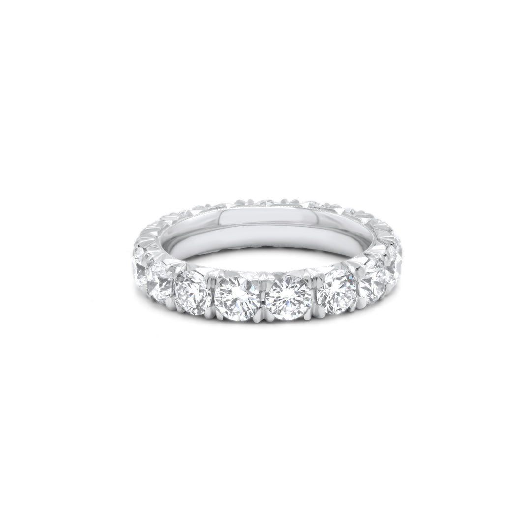 3.60 Carat Round Diamond Eternity Band Fishtail Setting in Platinum Comfort Fit