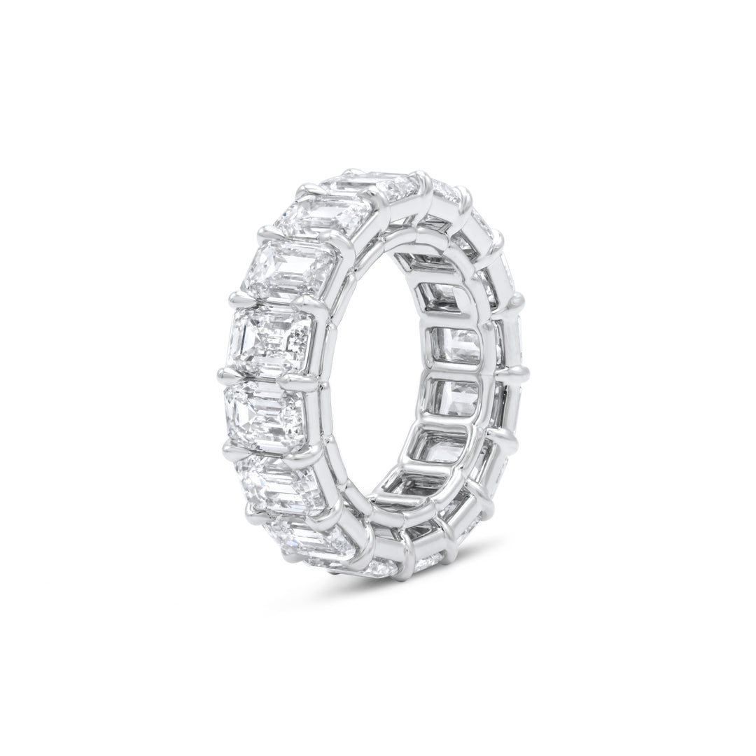 GIA Certified 11.25 Carat Emerald Diamond Eternity Band (D-F Color, IF-VS2 Clarity)