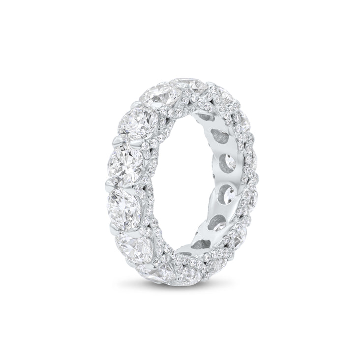 8.18 Carat Round Lab Grown Diamond Eternity Band with Trellis Micropave Side Gallery