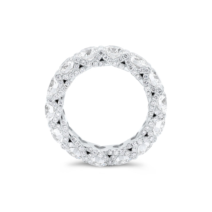 8.18 Carat Round Lab Grown Diamond Eternity Band with Trellis Micropave Side Gallery