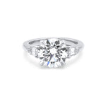 Load image into Gallery viewer, 3.57 Carat Round Diamond Three Stone Engagement Ring with Tapered Baguettes in Platinum
