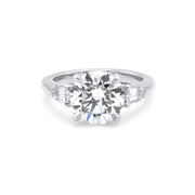 3.57 Carat Round Diamond Three Stone Engagement Ring with Tapered Baguettes in Platinum