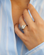 Load image into Gallery viewer, 3.57 Carat Round Diamond Three Stone Engagement Ring with Tapered Baguettes in Platinum
