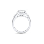 Load image into Gallery viewer, 3.57 Carat Round Diamond Three Stone Engagement Ring with Tapered Baguettes in Platinum
