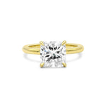 Load image into Gallery viewer, 2.17 Carat Cushion Solitaire Diamond Engagement Ring with Hidden Halo 18k Yellow Gold
