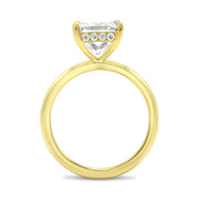 2.17 Carat Cushion Solitaire Diamond Engagement Ring with Hidden Halo 18k Yellow Gold