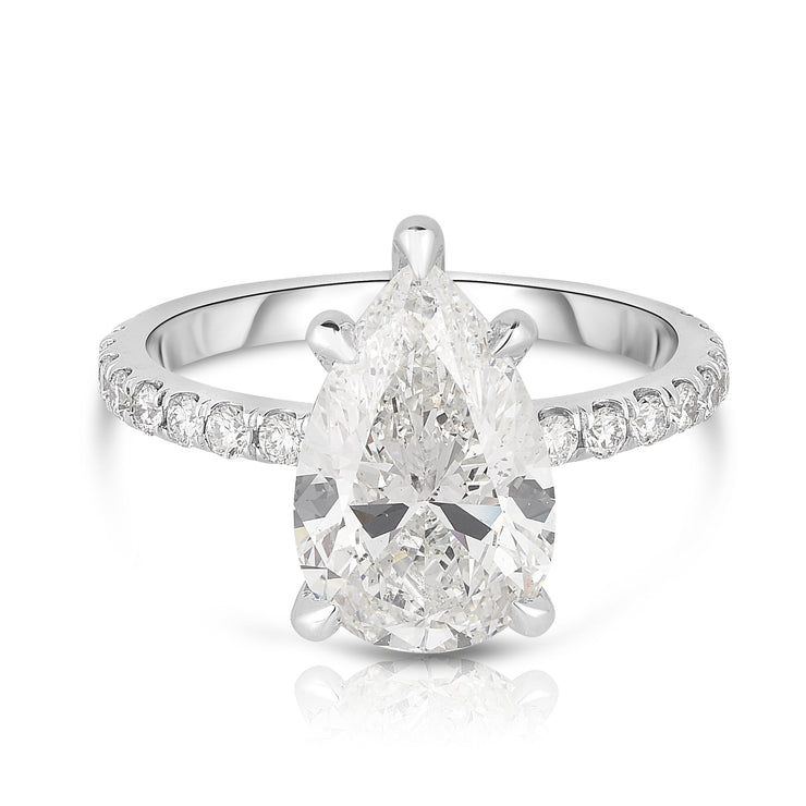 3.01 Carat Custom Zack & Elle Pear Shape Diamond Engagement Ring