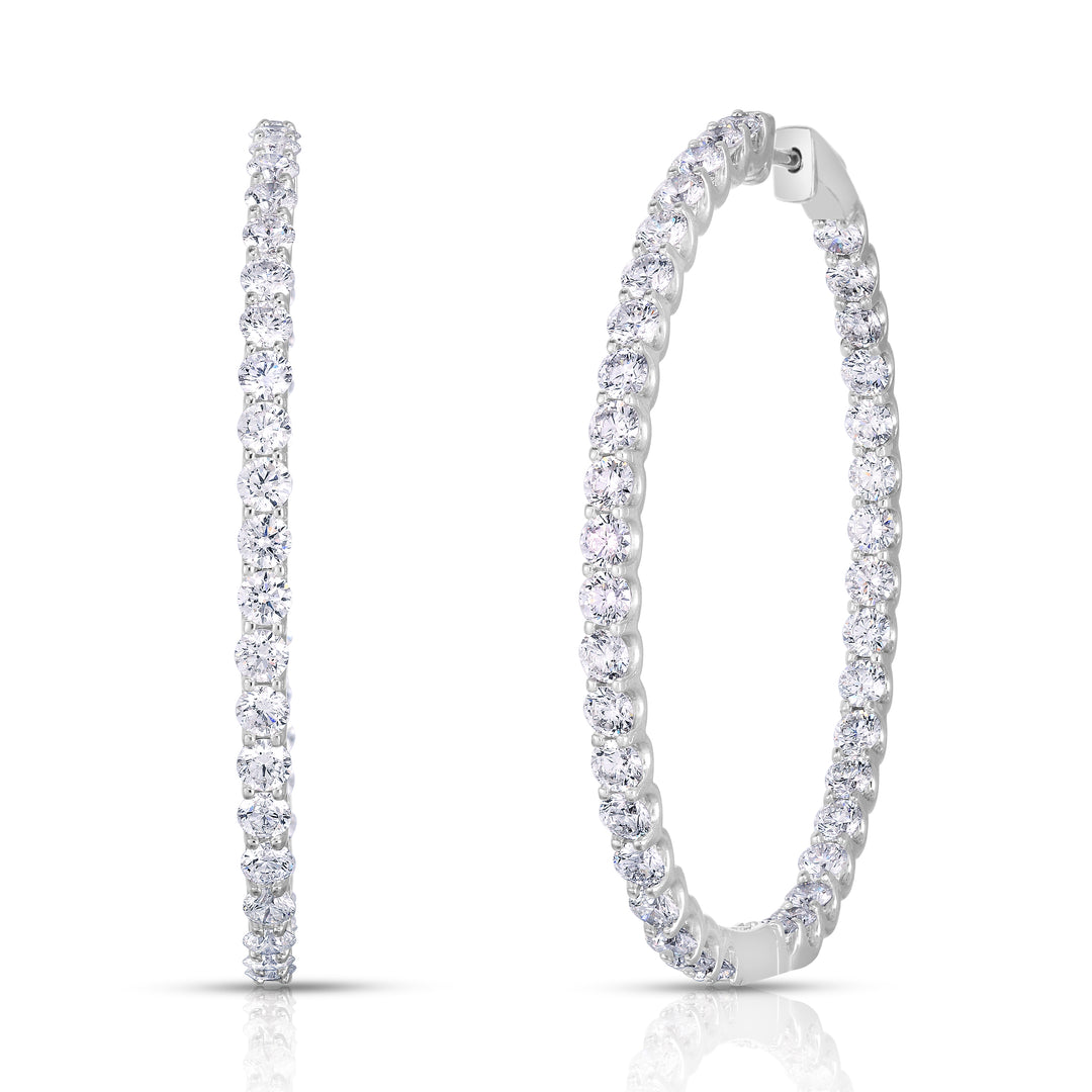 9.04 Carat 2" Oval Shape Round Diamond Earrings