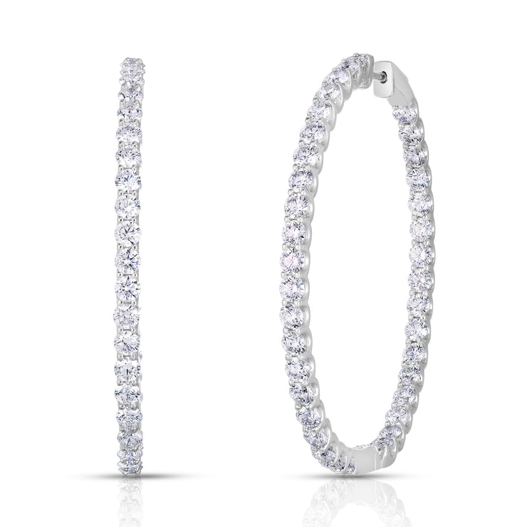 9.04 Carat 2" Lab Grown Oval Shape Round Diamond Earrings