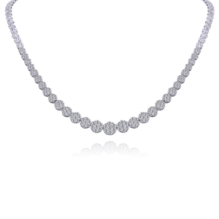 Round Diamond Cluster Necklace