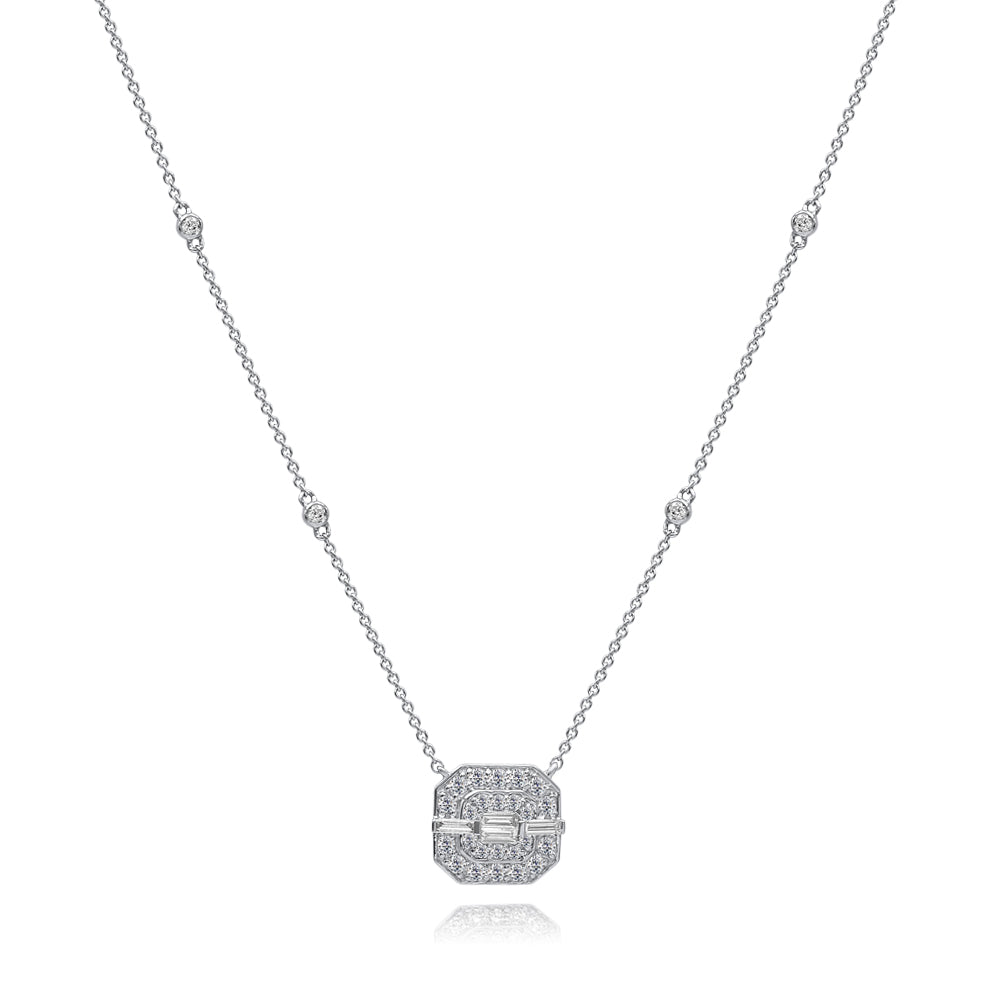 Diamond Octagon Pendant Necklace