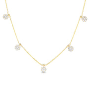 Yellow Gold Diamond Flower Pendant Necklace