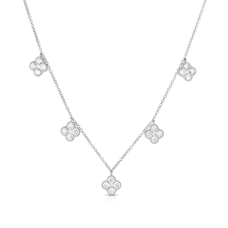 White Gold Diamond Large Clover Pendant Necklace