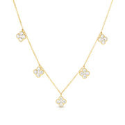 Yellow Gold Diamond Large Clover Pendant Necklace