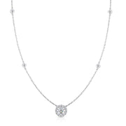 1.10 Carat Round Diamond Halo Necklace
