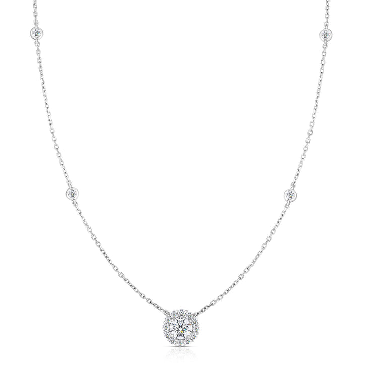 1.10 Carat Round Diamond Halo Necklace