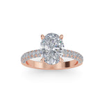 Load image into Gallery viewer, 2.52 Carat Oval Diamond Engagement Ring with Handset Micropave Side Diamonds
