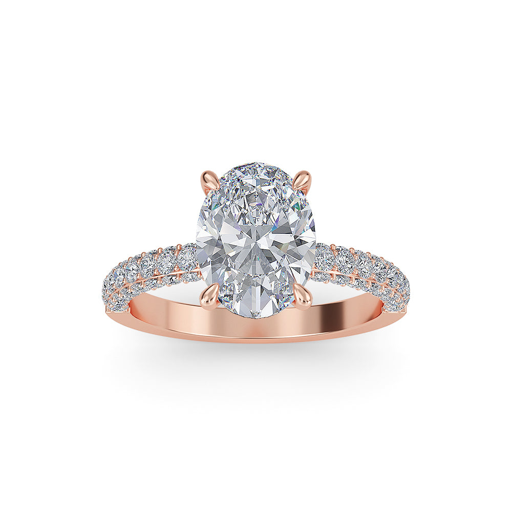 2.52 Carat Oval Diamond Engagement Ring with Handset Micropave Side Diamonds