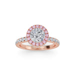 Load image into Gallery viewer, 2.02 Carat Seamless Halo Round Diamond Engagement Ring with Pink Diamonds
