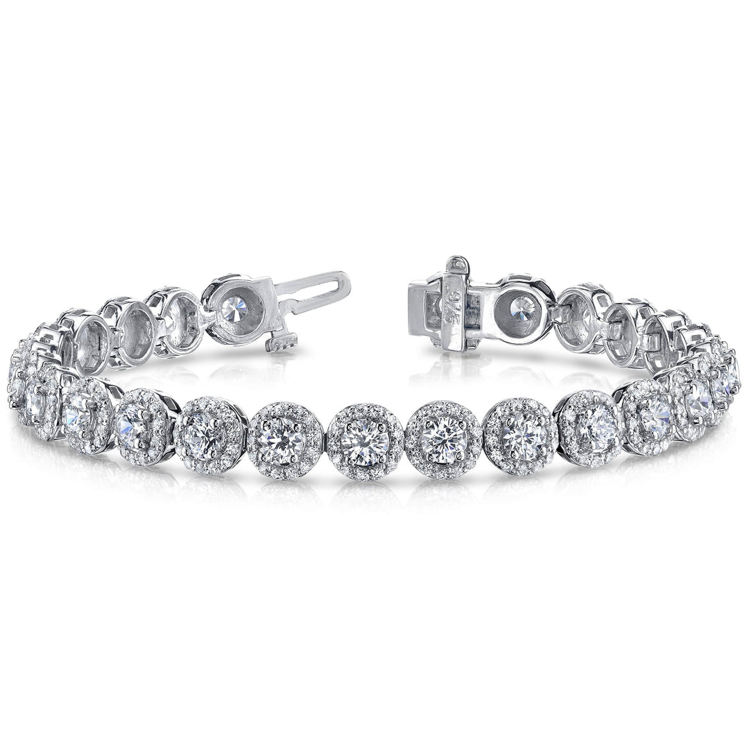 Halo Round Brilliant Tennis Bracelet