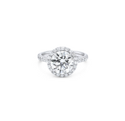 3.15 Round Diamond Engagement Ring with Halo and Micropave Band