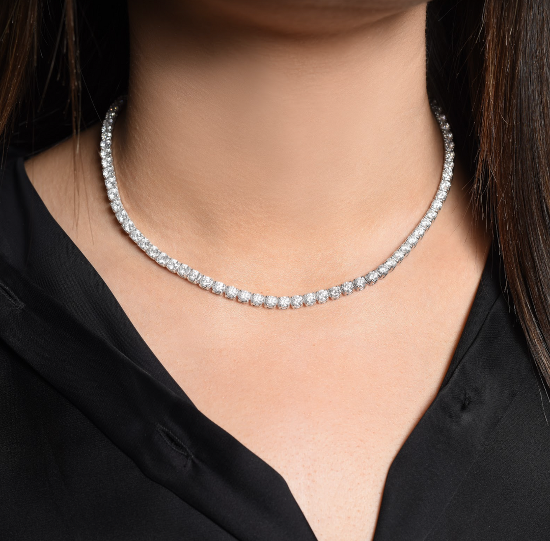 18.40 Carat Round Diamond 16 Inch Tennis Necklace