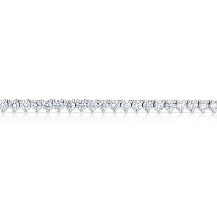 Round Diamond Three Prong Tennis Necklace in White Gold