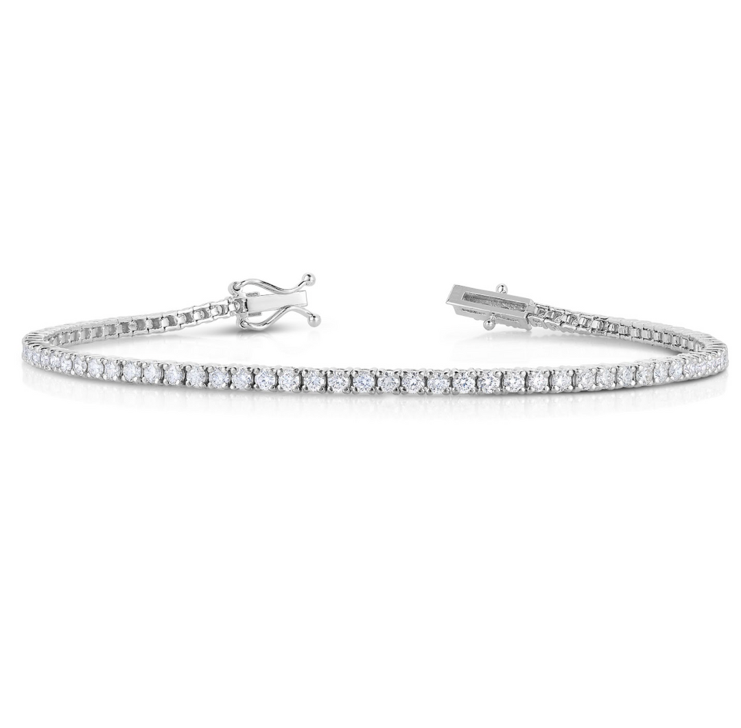 Straight Four Prong Diamond Tennis Bracelet in White Gold
