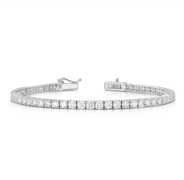 Straight Four Prong Diamond Tennis Bracelet in White Gold