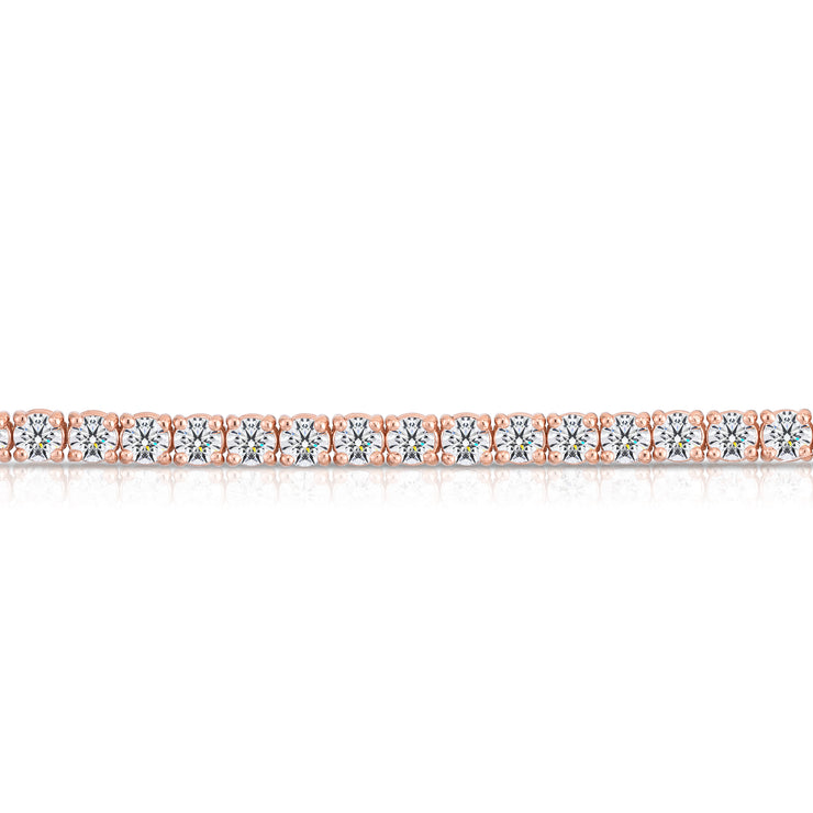 Tapered Four Prong Diamond Tennis Bracelet in Rose Gold - Lab Grown