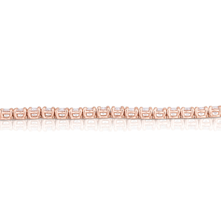 Tapered Four Prong Diamond Tennis Bracelet in Rose Gold - Lab Grown