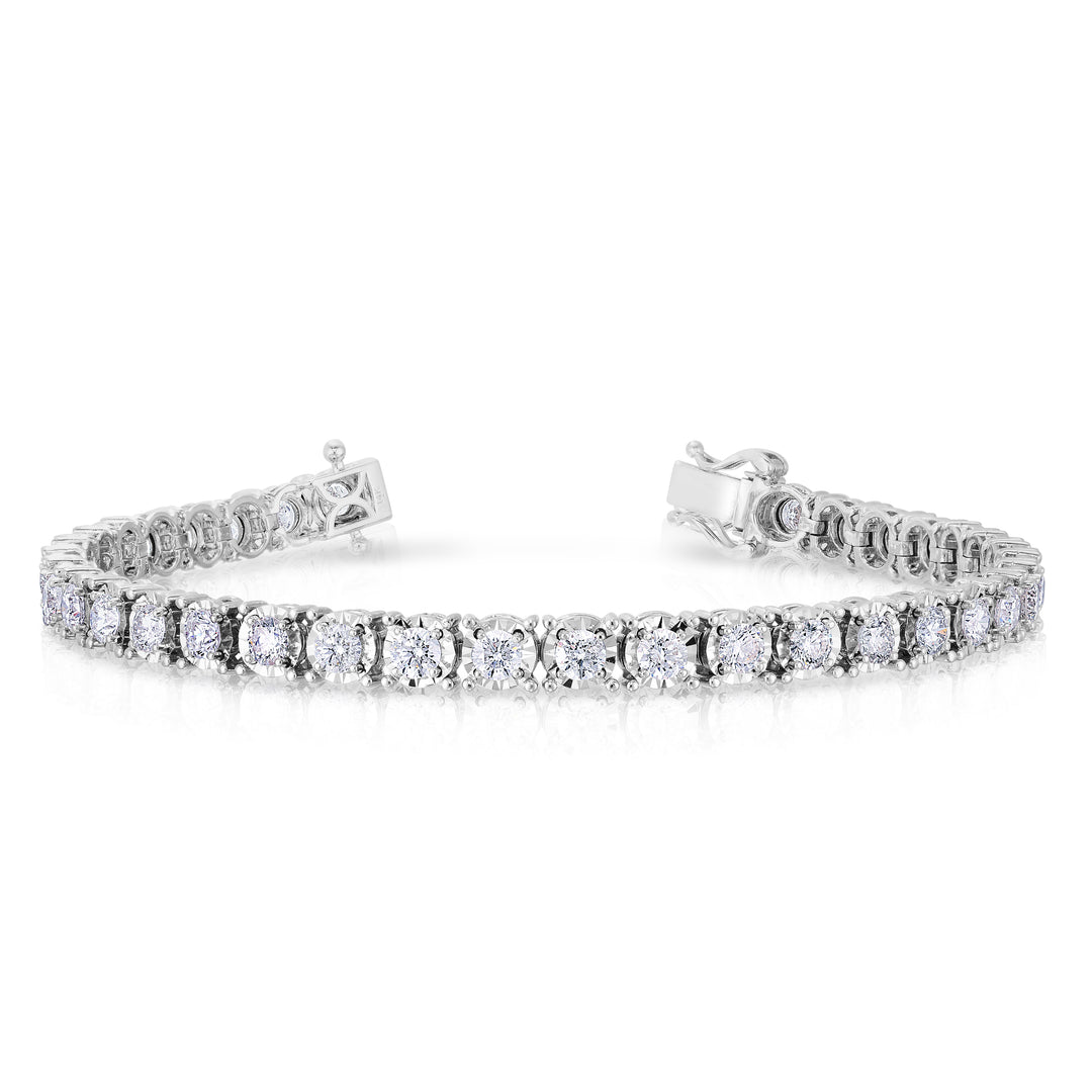 Illusion Set Diamond Tennis Bracelet in White Gold