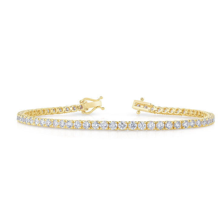 Tapered  Four Prong Diamond Tennis Bracelet in Yellow Gold
