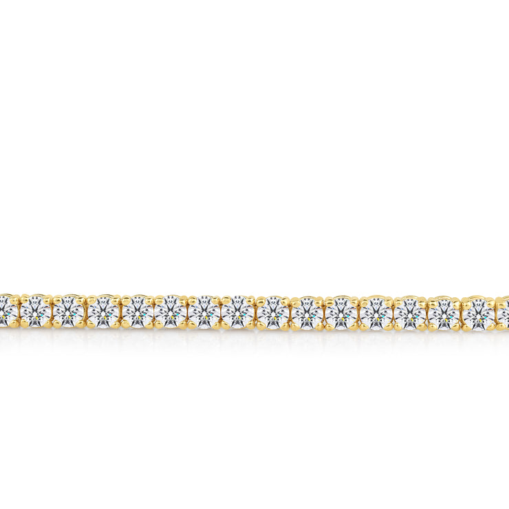 Tapered  Four Prong Diamond Tennis Bracelet in Yellow Gold
