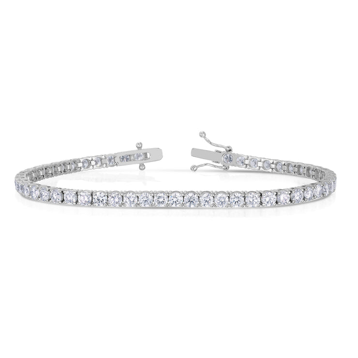 Tapered Four Prong Diamond Tennis Bracelet in White Gold - Lab Grown