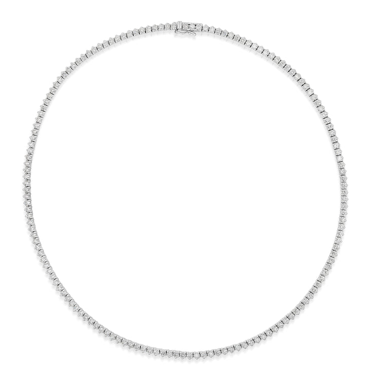 Round Diamond Three Prong Choker Necklace in White Gold
