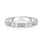 Load image into Gallery viewer, Round and Emerald Diamond East West Wedding Band
