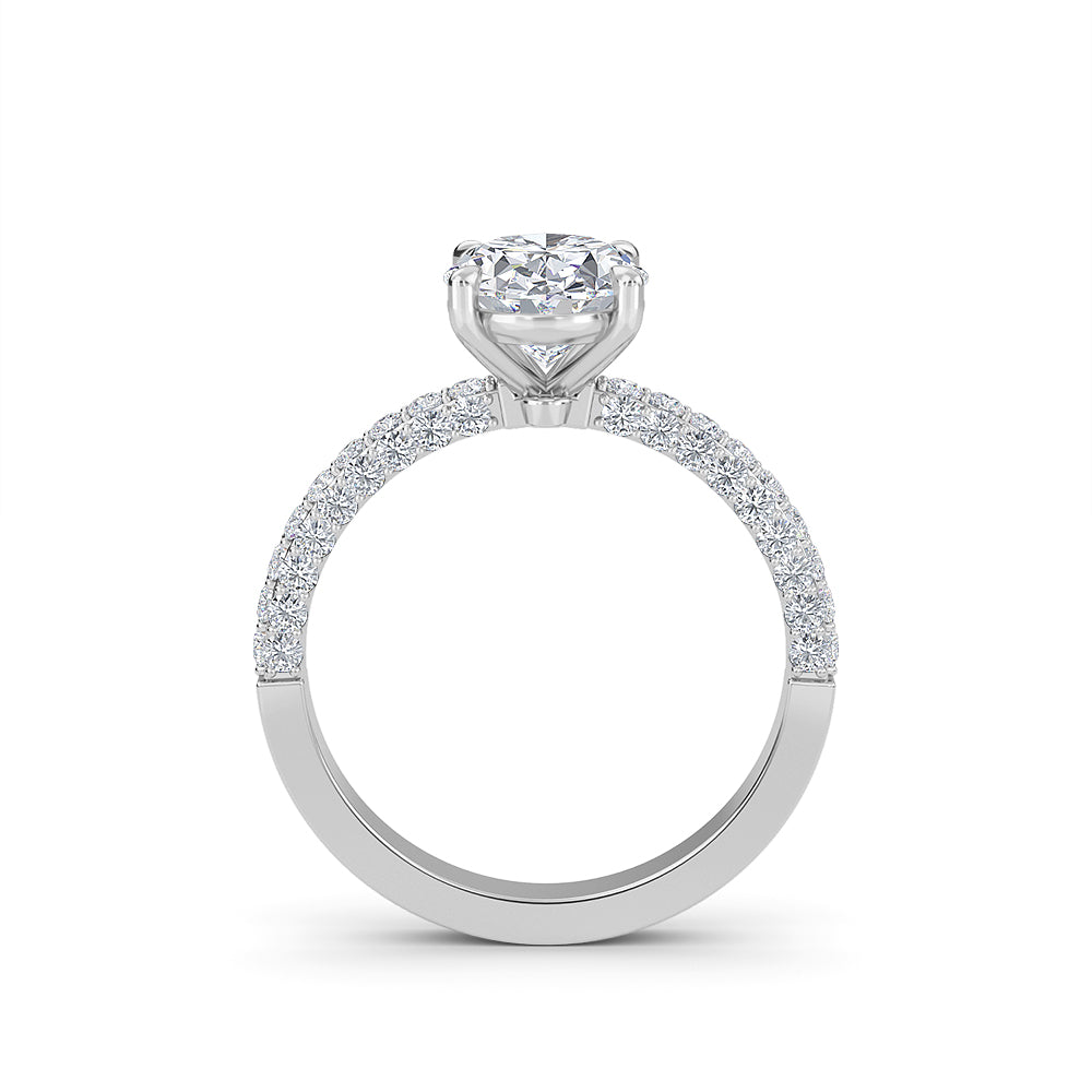 2.52 Carat Oval Diamond Engagement Ring with Handset Micropave Side Diamonds